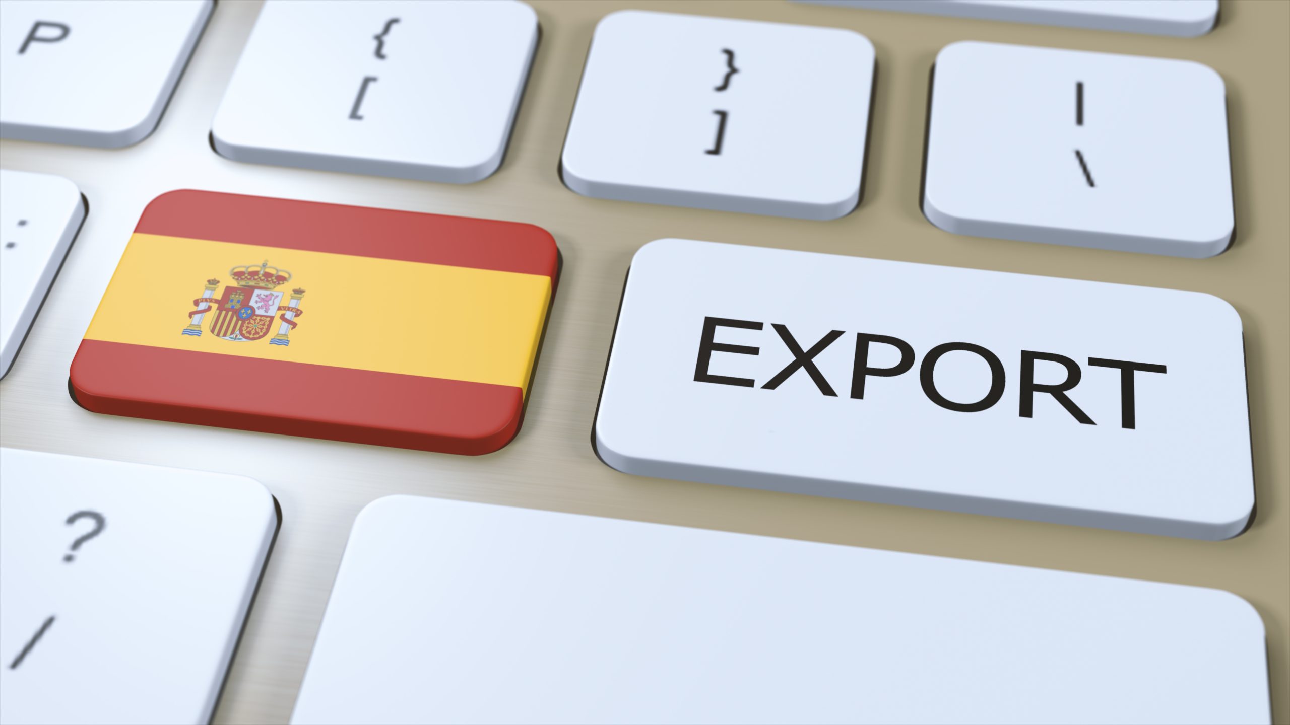 Spain Export 3D Illustration. Country Flag and Button